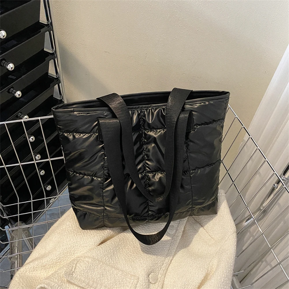 sac à main en coton rembourré de grande capacité pour femme, fourre-tout, shopping, portable, matelassé, solide, voyage, loisirs, mode