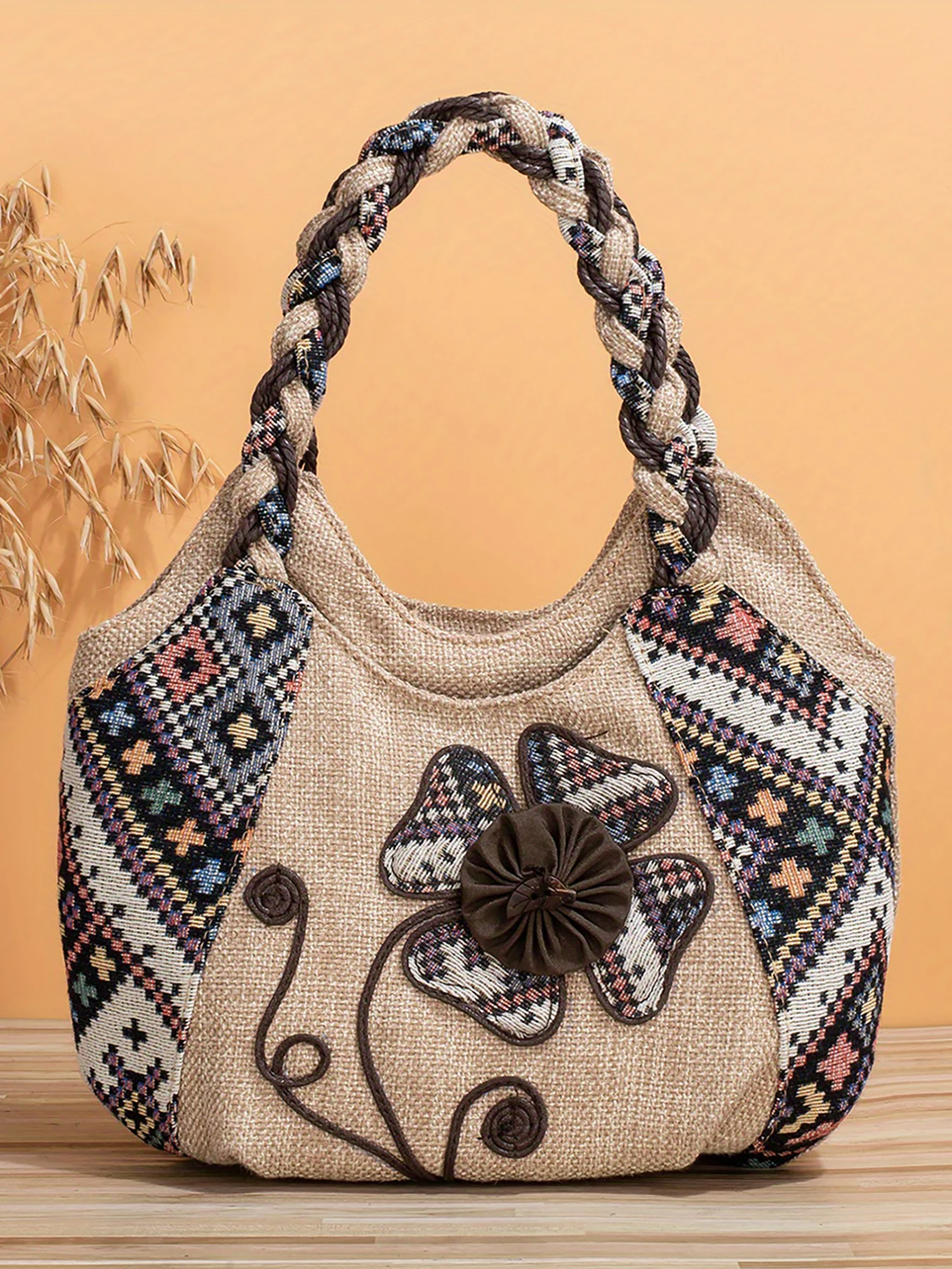 sacs à main de littérature florale, sacs tissés, sacs hobo ethniques rétro, sacs à main bohèmes, sacs à bandoulière légers, sacs à ati elles