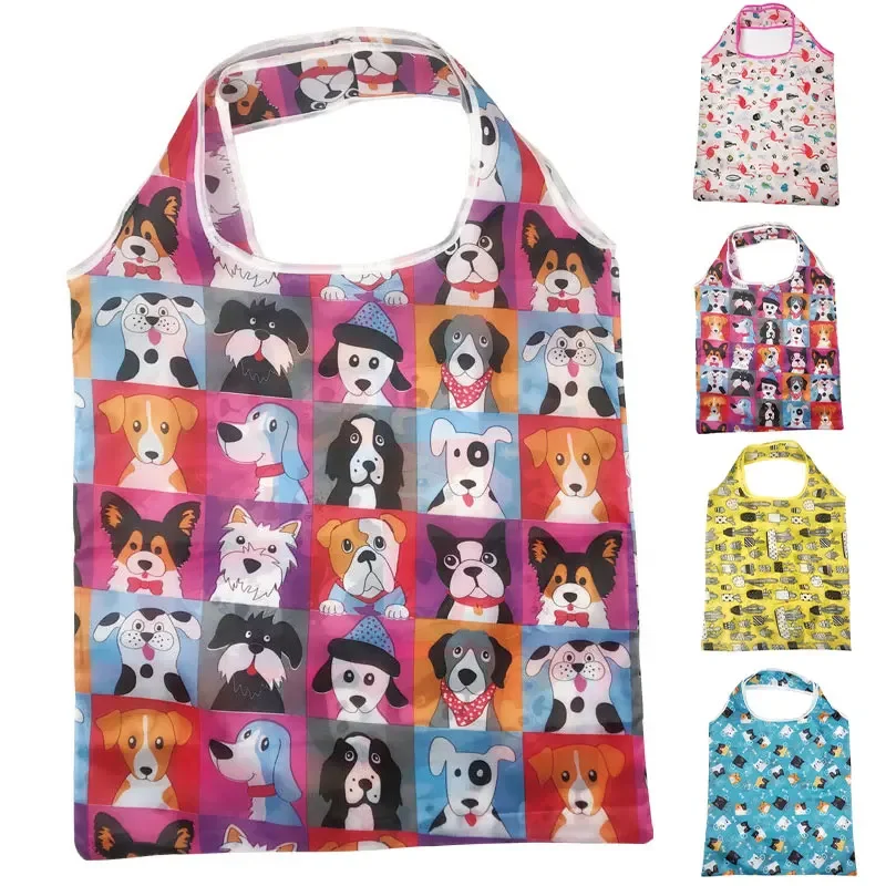 sac de courses réutilisable, sac d'épicerie pliable en nylon, fourre-tout créatif et écologique, léger et durable