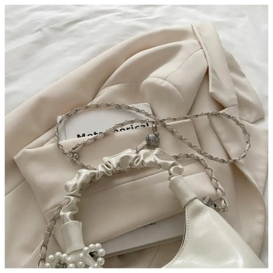 sac à main plissé à la mode pour femmes, pendentif nœud papillon, sac à bandoulière à la mode, sac à bandoulière simple et élégant, tendance en chaîne