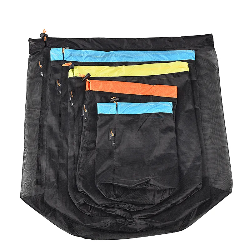 sac de rangement en maille ultraléger s ~ xxl, sacs à cordon de serrage, sac de matériel d'extérieur de haute qualité, organisateur de voyage, outil de randonnée