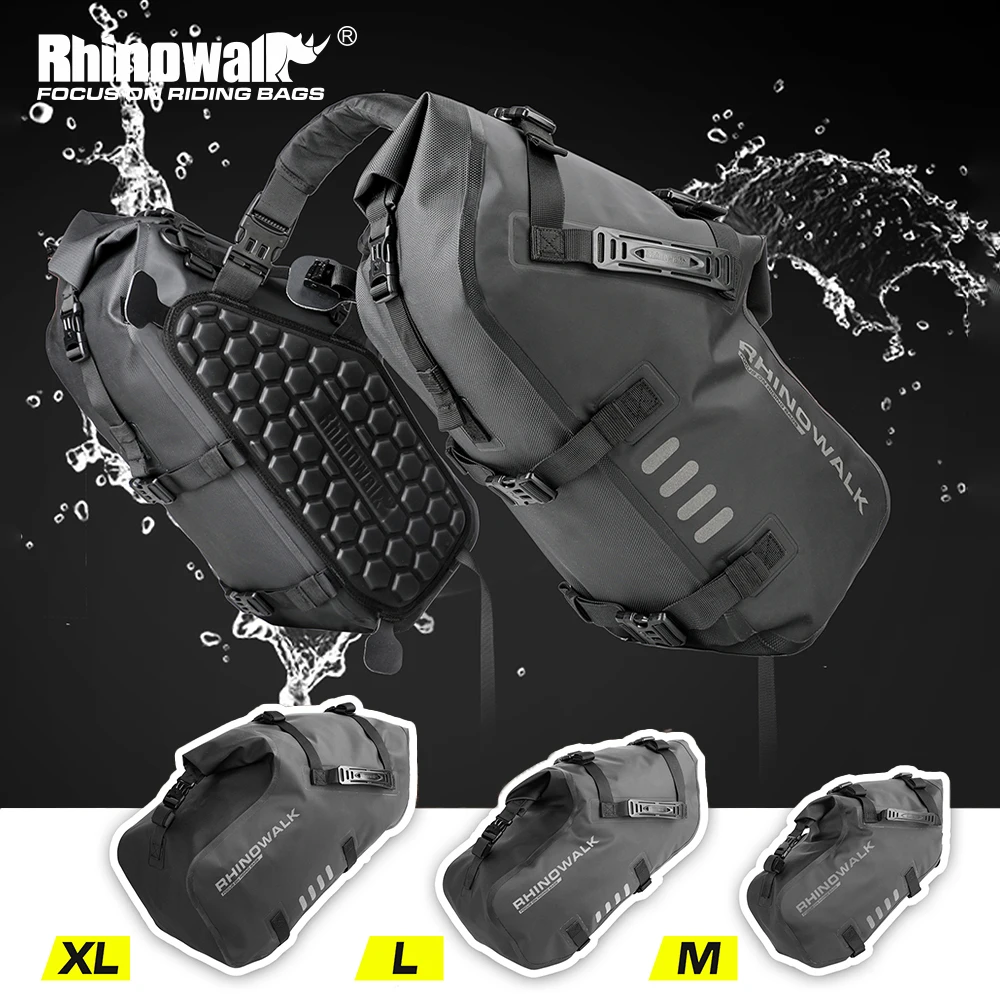 rhinowalk – sacoche de moto étanche pour la plupart des supports latéraux, vélo de sport tout-terrain adapté à bmw honda kawasaki yamaha benelli