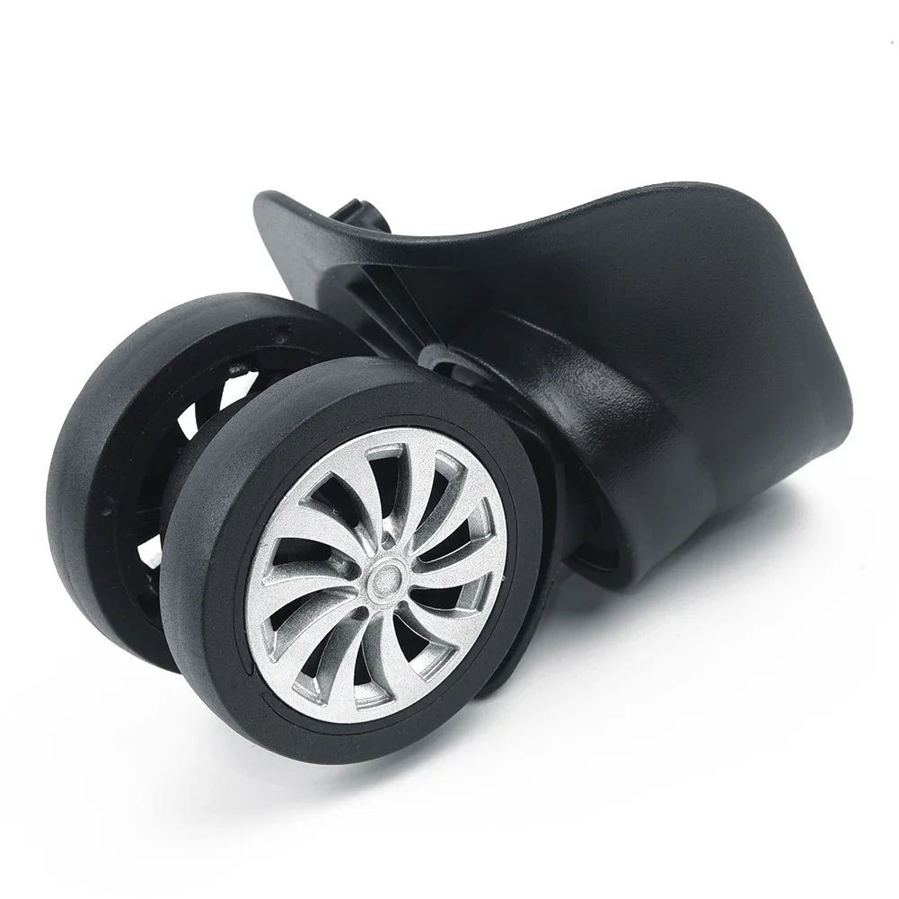 4 pièces/ensemble roues de valise à bagages de remplacement roue pivotante roues à double rouleau noires 10.2 × 6.5 cm/4 × 2.55 pouces outil à main pour valises