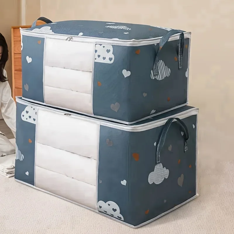 Sac de rangement de couette, couverture de couette de grande capacité, sacs de tri pliables, organisateur de vêtements étanche et anti-poussière, sac de déménagement domestique