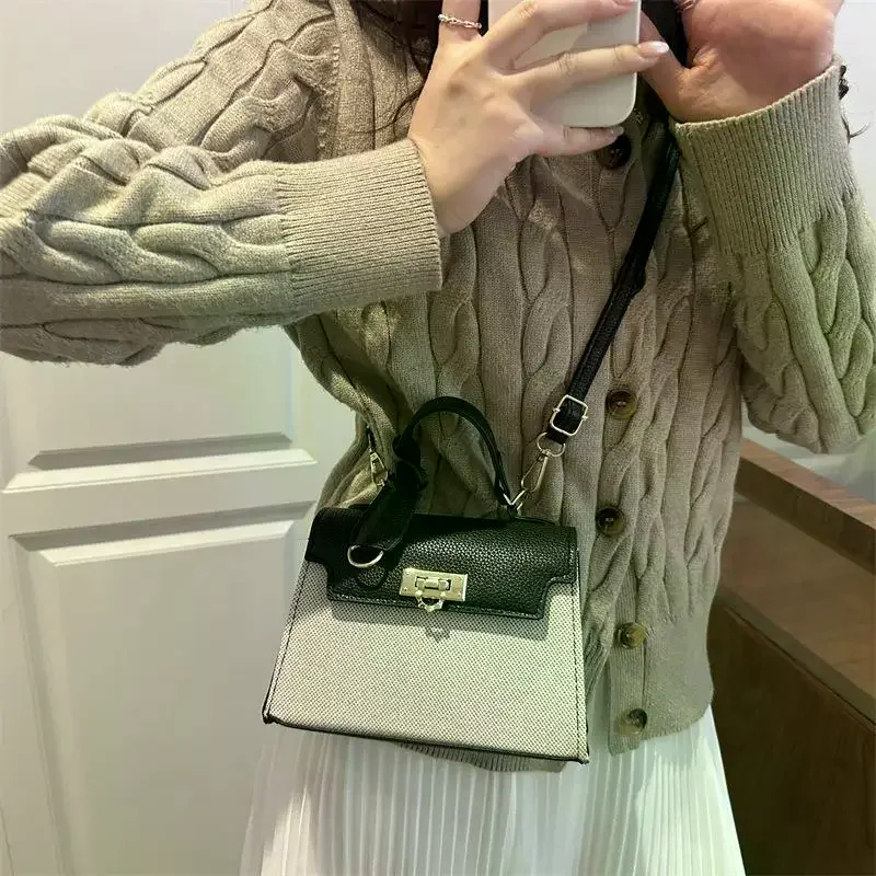 sac fourre-tout rétro tout-en-un pour femmes de classe supérieure, sac à bandoulière double ton, sac à main élégant, sac fonctionnel, cadeaux de poche pour dames.