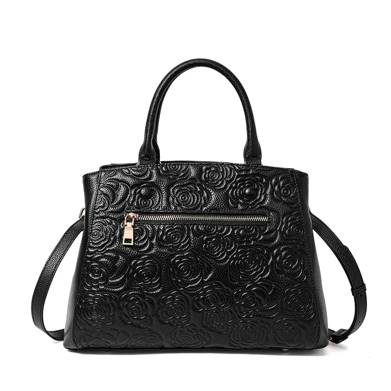 sac à main en cuir sac à main haut sens couche supérieure en cuir motif rose sac à bandoulière en bandoulière