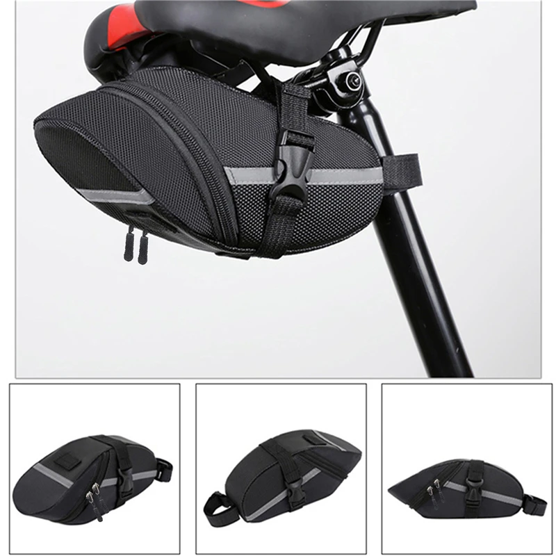 Sac de selle de vélo étanche, rangement noir, sac arrière de vélo de route, outils de fixation de cyclisme, sac arrière de montagne à dégagement rapide
