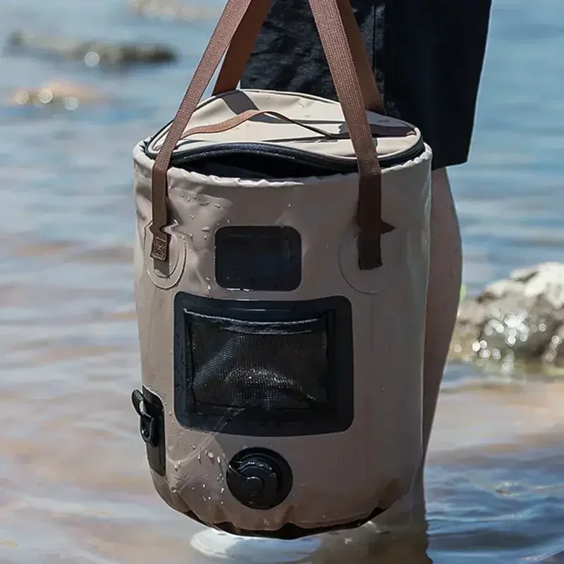 seau pliable portable de 25l, sac de rangement d'eau de voyage en plein air, sac d'eau étanche, seau de rangement pour articles de pêche