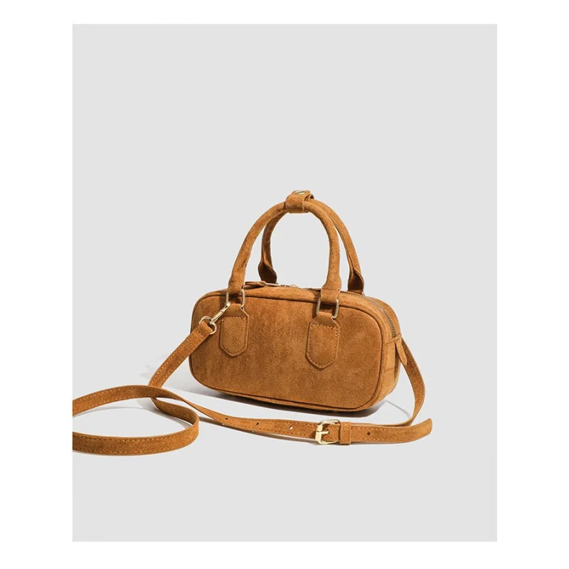 2025new boston bag pour femmes, sac à bandoulière en faux daim, sac de bowling, sac à main décontracté pour femmes shopping trip automne et