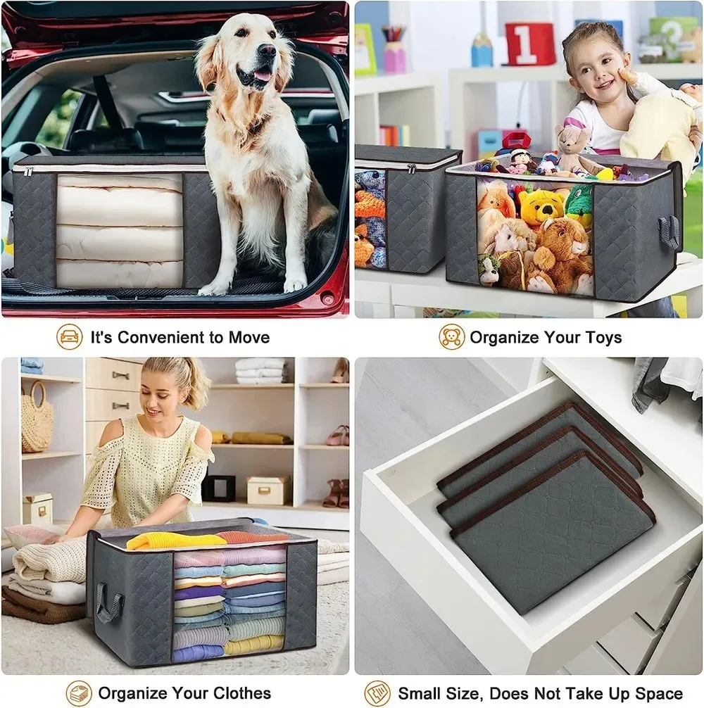 sac de rangement pour couette en coton non tissé, sac de rangement pour vêtements de grande capacité, bagage mobile, sac portable résistant à l'humidité et à la poussière