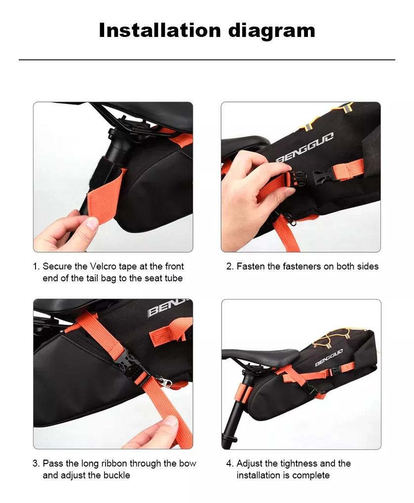 sac de dégager de vélo étanche de grande capacité 10l, sacoche arrière de cyclisme, accessoires de coffre d'extérieur
