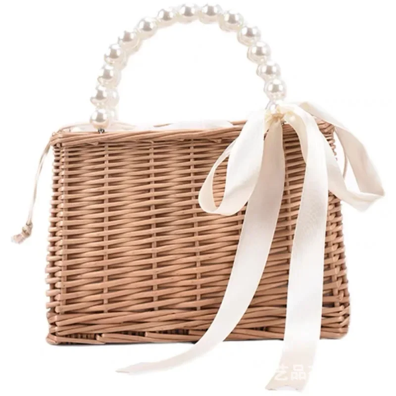 sacs de paille pour femmes sacs à main carrés été sacs à bandoulière en rotin à la main tricoté storge petit fourre tout sac 2025 nouvelle mode