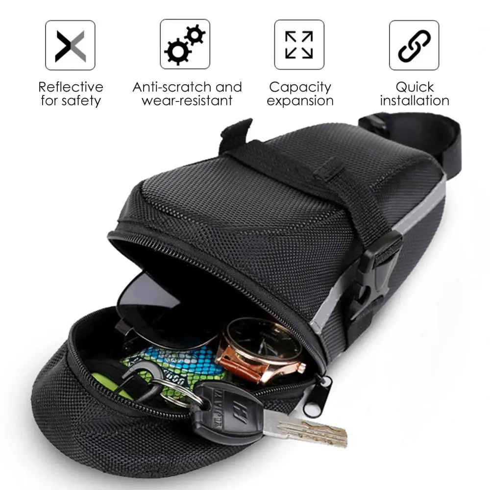 sac de selle de vélo en nylon imperméable, sac de démontage de vélo de route de montagne, sac de rangement universel de grande capacité pour ail d'équitation en plein air