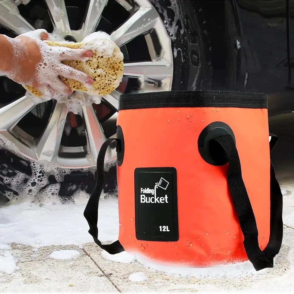 seau pliant portable de 12l pour voyage en plein air, seau d'eau pliable, bol d'évier, sac de lavage, seau de lavage de voiture multifonction pour le camping