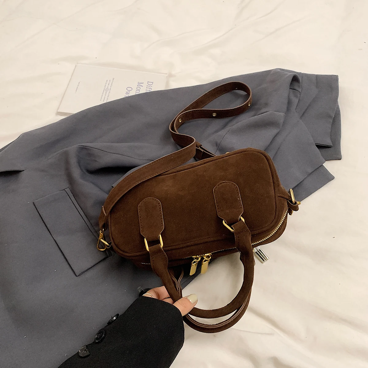 sac à main conviviale ré rétro pour femme, sac à bandoulière élégant, sac à bandoulière, pendentif en peluche, haut de gamme