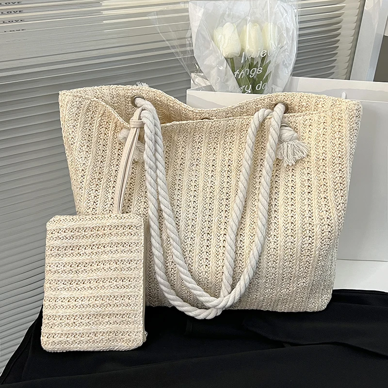 sacs à main de styliste pour femmes, fourre-tout en paille de grande capacité, sac de plage d'été décontracté bali, grand sac à main