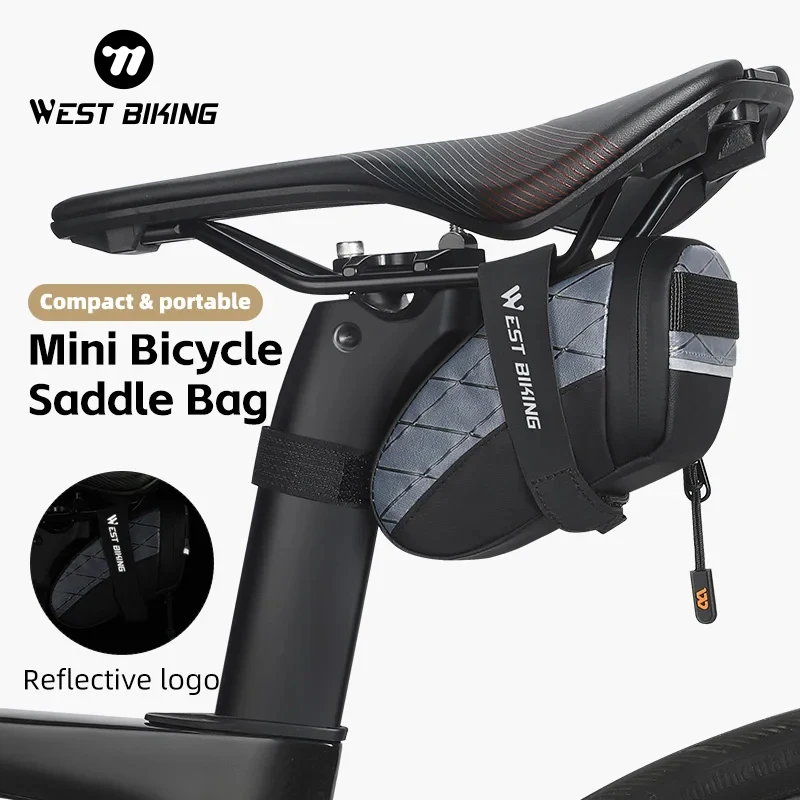 WEST BIKING – sac de selle de vélo, Mini sac de rangement d'outils portables en PU, sac de siège arrière réfléchissant, sac d'équitation étanche 3D