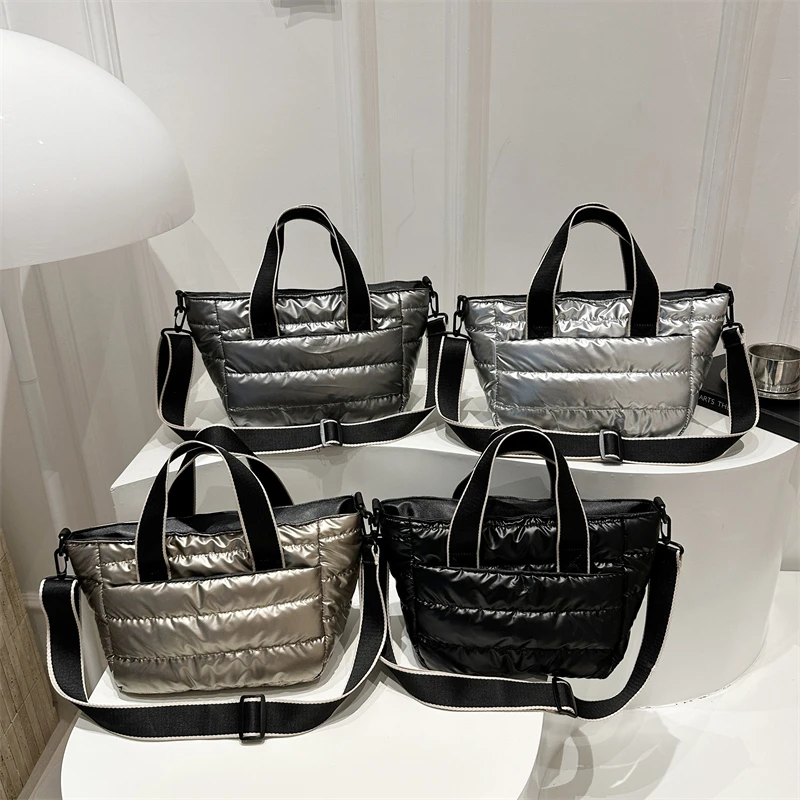 sac fourre-tout matelassé de luxe pour femmes, sac à bandoulière bouffant de grande capacité, sacoche en nylon, cadeau, hiver 2025
