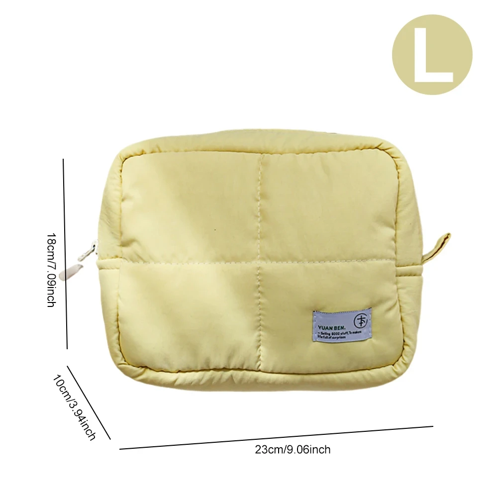 sac de maquillage matelassé pour femmes, sac de rangement de maquillage, sac de support de cosmétiques esthétique, pochette de cosmétiques bouffante étanche, sac de voyage en plein air