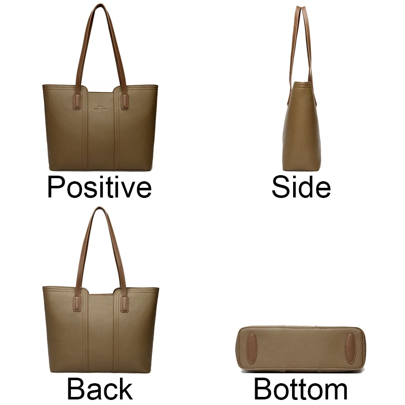 sac à bandoulière en cuir souple pour femme, seau à documents solide, de luxe, de grande capacité, fourre tout pour dame
