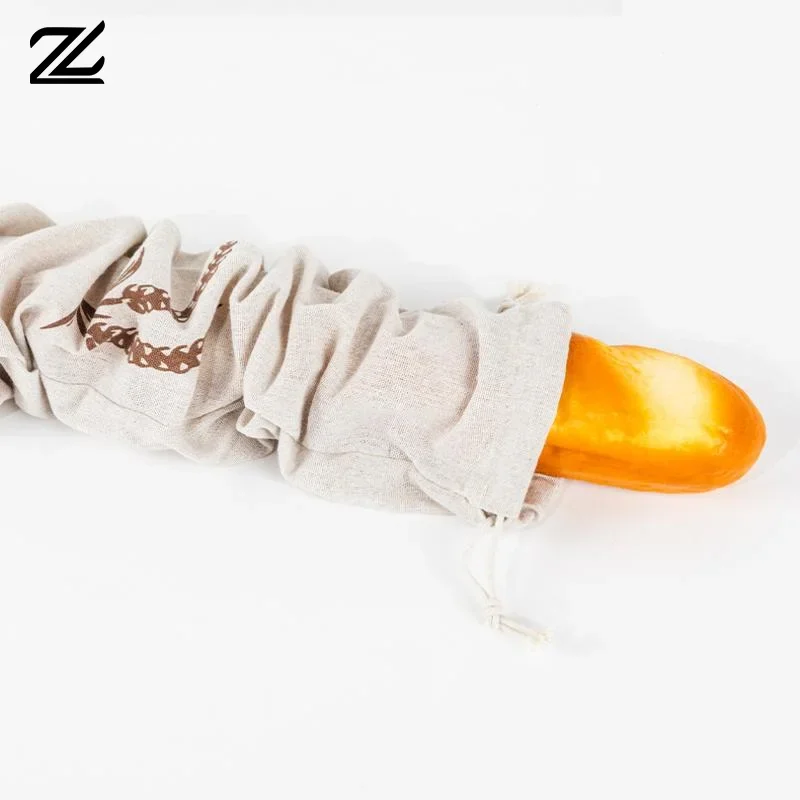 sac à pain en lin réutilisable, baguette en coton, sac de rangement à cordon de serrage, pain fait maison, frais, écologique, maintien pour baguette
