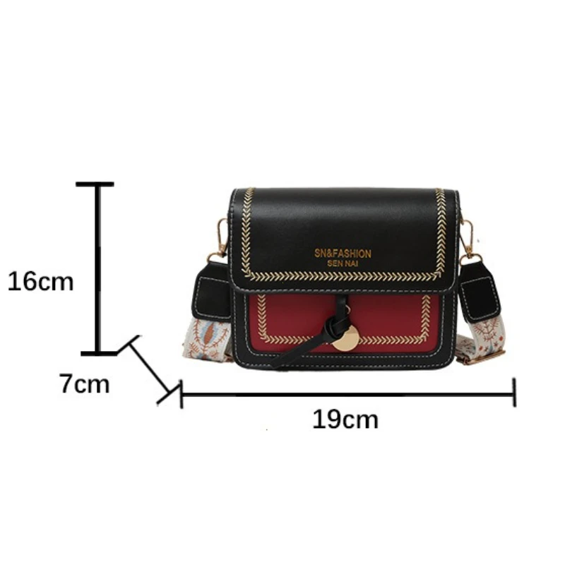sac à la mode pour femmes, nouveau sac à bandoulière polyvalent, sacs à bandoulière de couleur contrastée, petit sac carré, large bandoulière