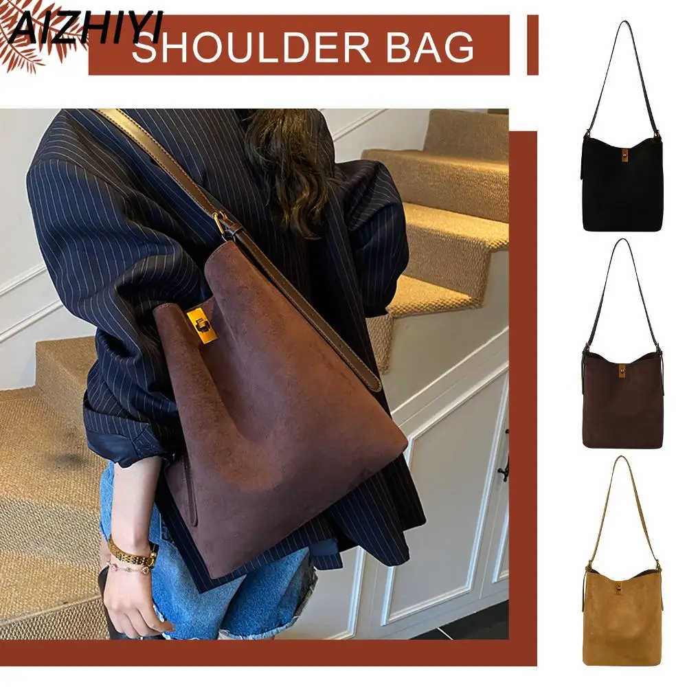 sac à main hobo en faux daim pour femmes, sac à bandoulière de couleur unie, sac à main pour voyage, shopping, usage quotidien, automne hiver