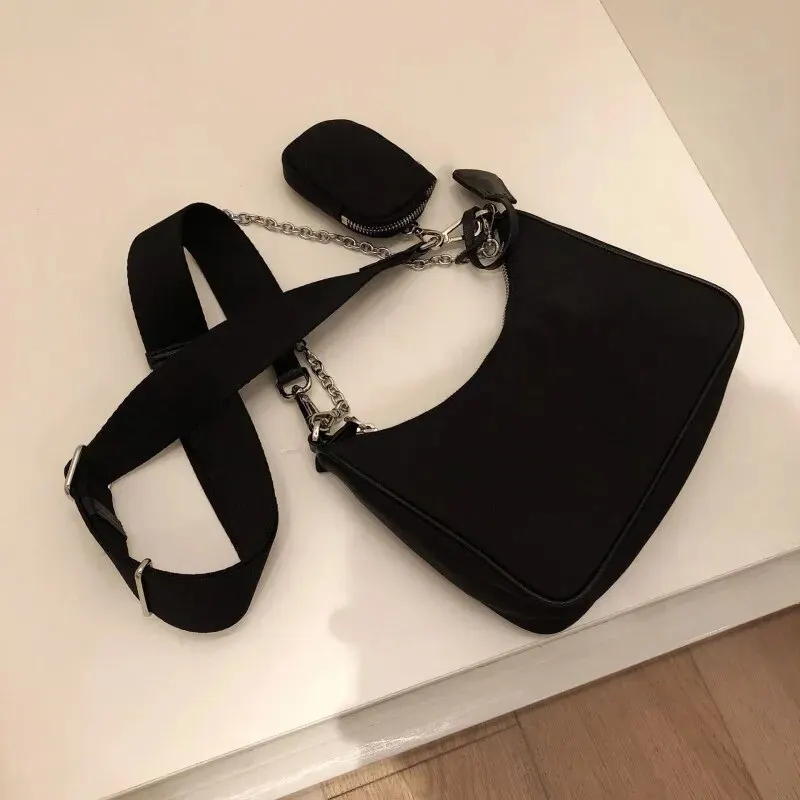 sac à bandoulière décontracté en nylon imperméable pour femme, sac hobo initié à la mode, noir cool, jodecolr aisselle, petit sac à main