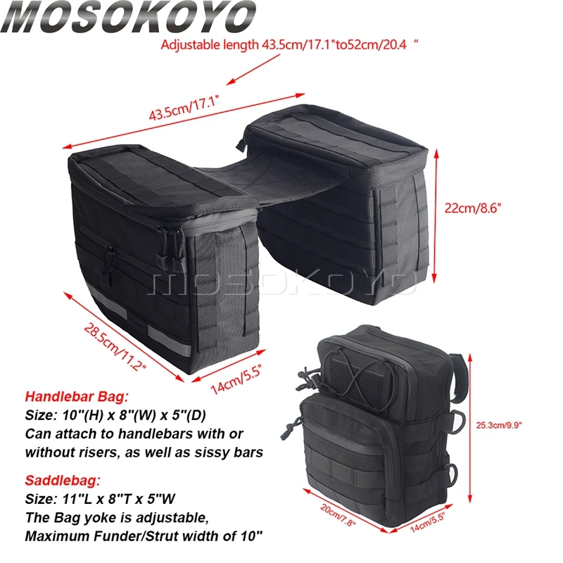sac de guidon de barre de voyage de style club, sacs à poignée + sacoche de selle essentielle pour harley dyna street bob fxbb softail sportster