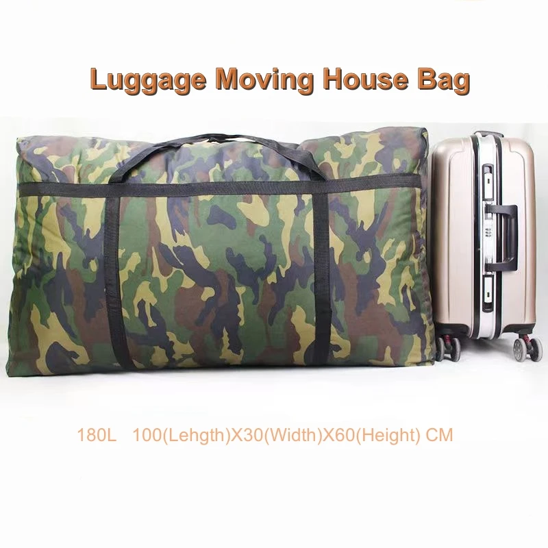 grand sac de camouflage pour maison mobile, grand sac épais et imperméable en tissu oxford, artefact mobile, grand rangement tissé, sac de voyage pour hommes 180l