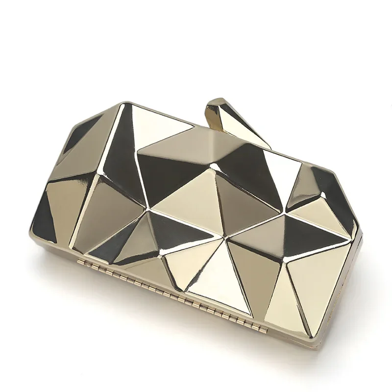 sac à main géométrique pour femme, mini sac à main de soirée, sac à bandoulière initié, pochette de boîte en or, pocommuniste à la mode, 2024