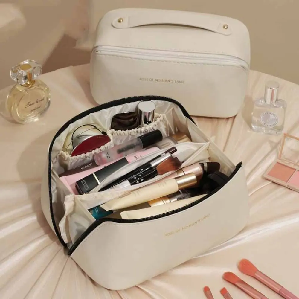sac à cosmétiques carré en cuir pu, pochette de maquillage détachable et étanche pour oreiller, grande capacité, sac de lavage de voyage de style coréen