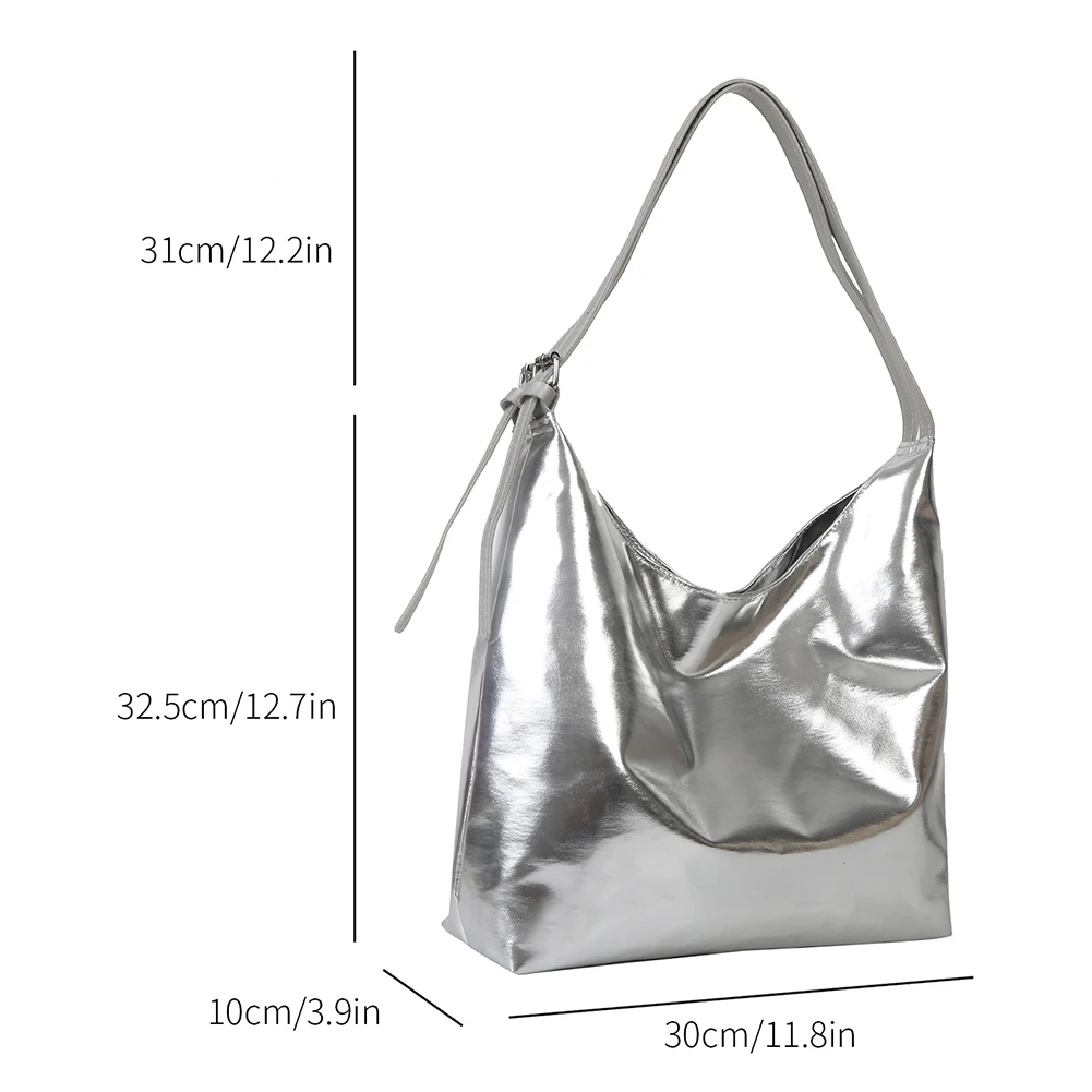 sac à provisions de luxe pour femme, sac à main à poignée supérieure en pu, sac fourre tout en cuir décontracté, haute capacité, argent, or, designer, mode