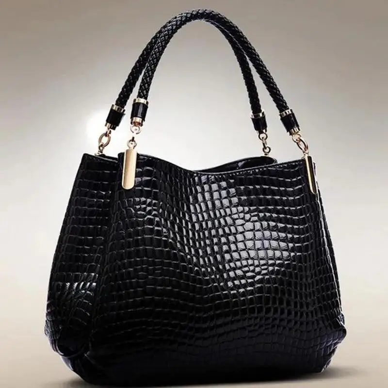 Sac à main grande capacité pour femmes, fourre-tout pour les déplacements quotidiens, sac à bandoulière imprimé Crocodile, visage brillant, Shopping