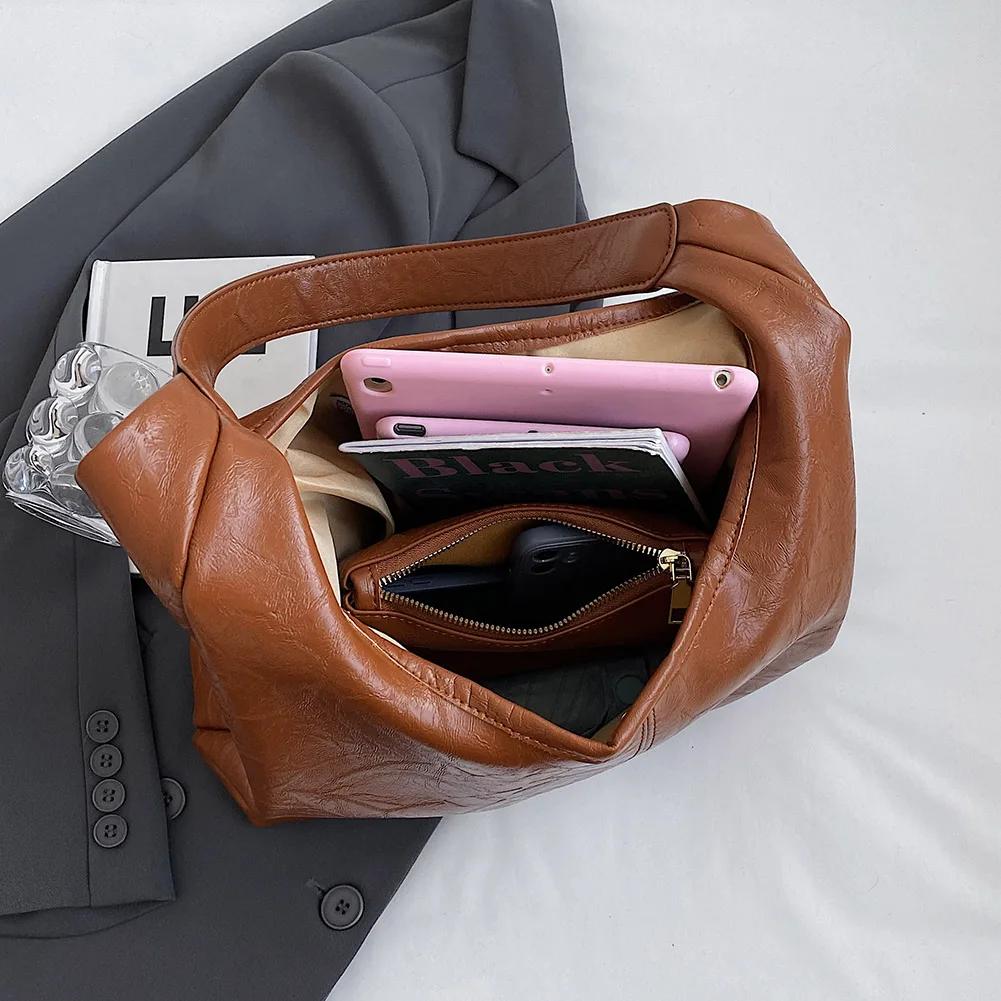 ensemble de sac à main et pochette en cuir pour femme, sac hobo décontracté, cartable à la mode, 2 pièces