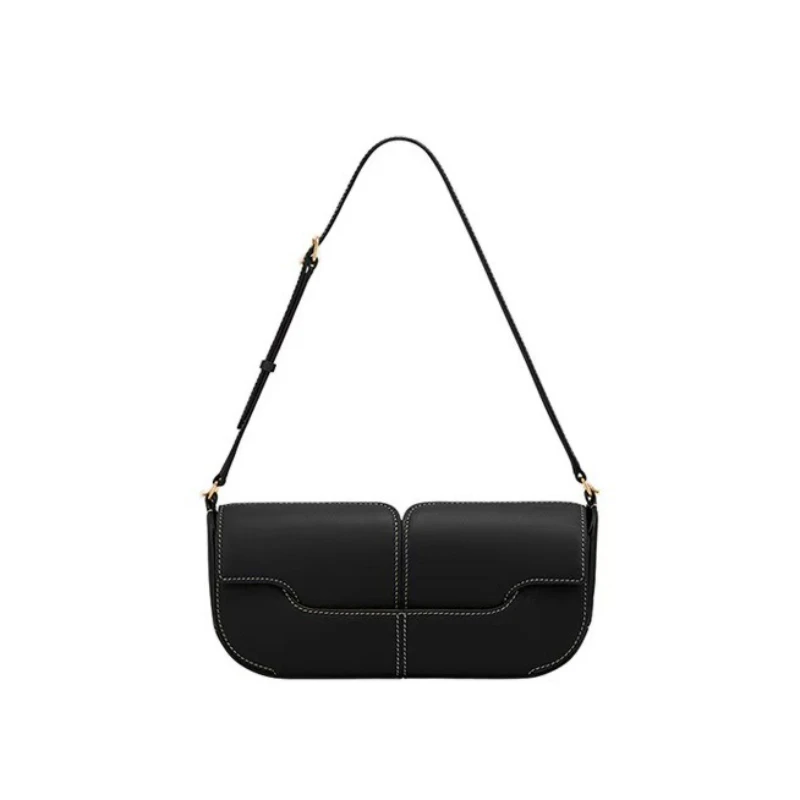sac à bandoulière baguette en cuir véritable pour femmes, sac à main sous les bras, petit sac carré, nouvelle mode