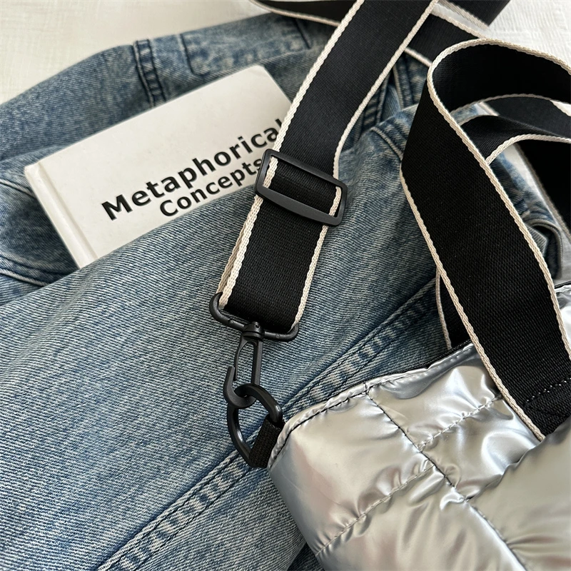 sac fourre tout matelassé de luxe pour femmes, sac à bandoulière bouffant de grande capacité, sacoche en nylon, cadeau, hiver 2025