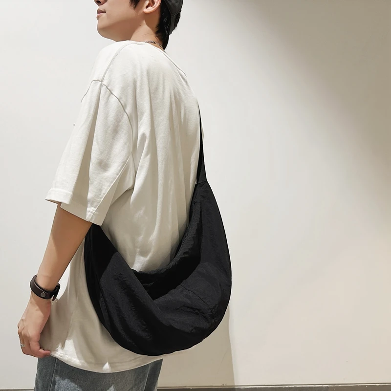 sac hobo en nylon à sangle réglable pour femme, avec fermeture Éclair, en forme de croissant, pour le bureau, le shopping et les voyages