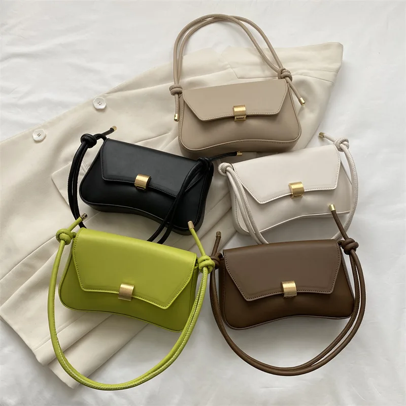 sac à main simple à boucle en métal, sacoche, sac à bandoulière élégant et polyvalent sous les bras, sacs baguette chics pour femmes, usage quotidien