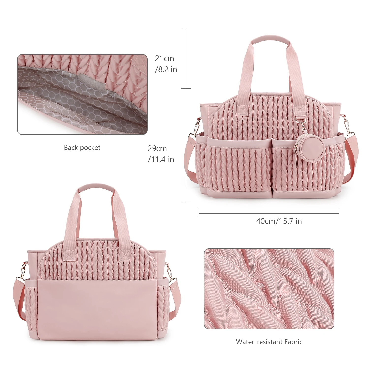 nouveau sac de maman matelassé une épaule sac de rangement à main tissu imperméable isolation pour mère et enfant voyage