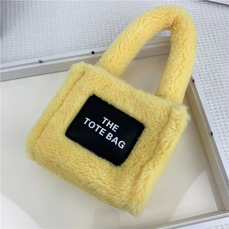 sac fourre tout en laine d'agneau pour femme, sac à main de luxe, sacs à bandoulière initiés, fourre tout à la mode, hiver