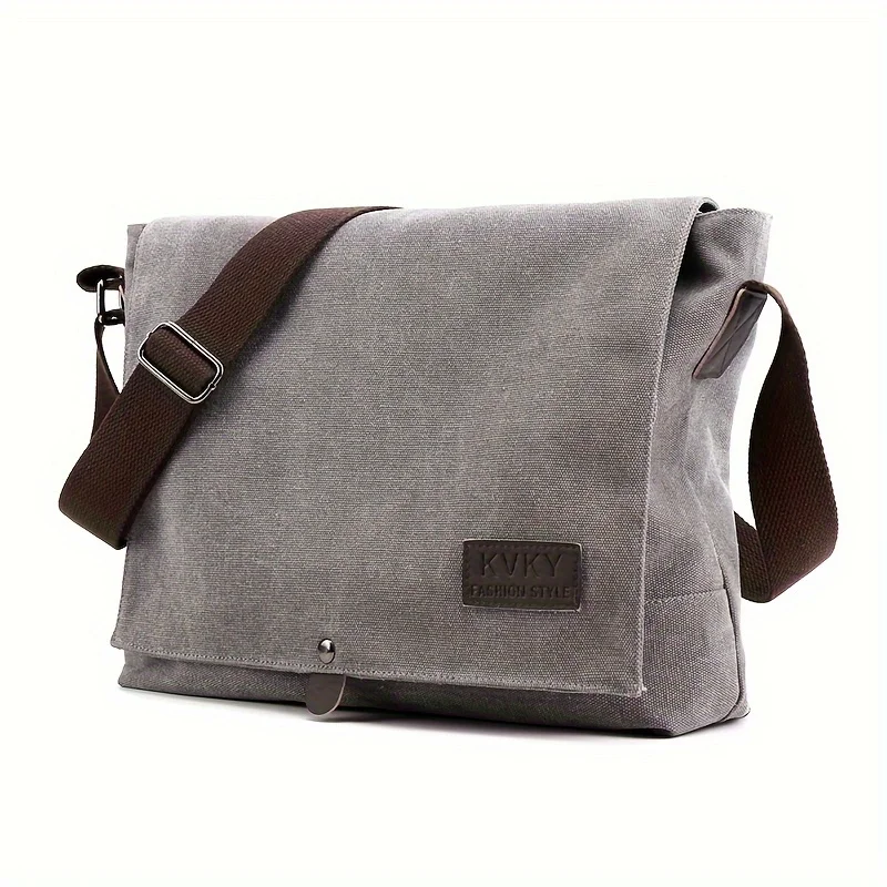 Sac messager en toile marron – Léger, durable, sangle réglable. Parfait pour les déplacements, les voyages et l'utilisation quotidienne.