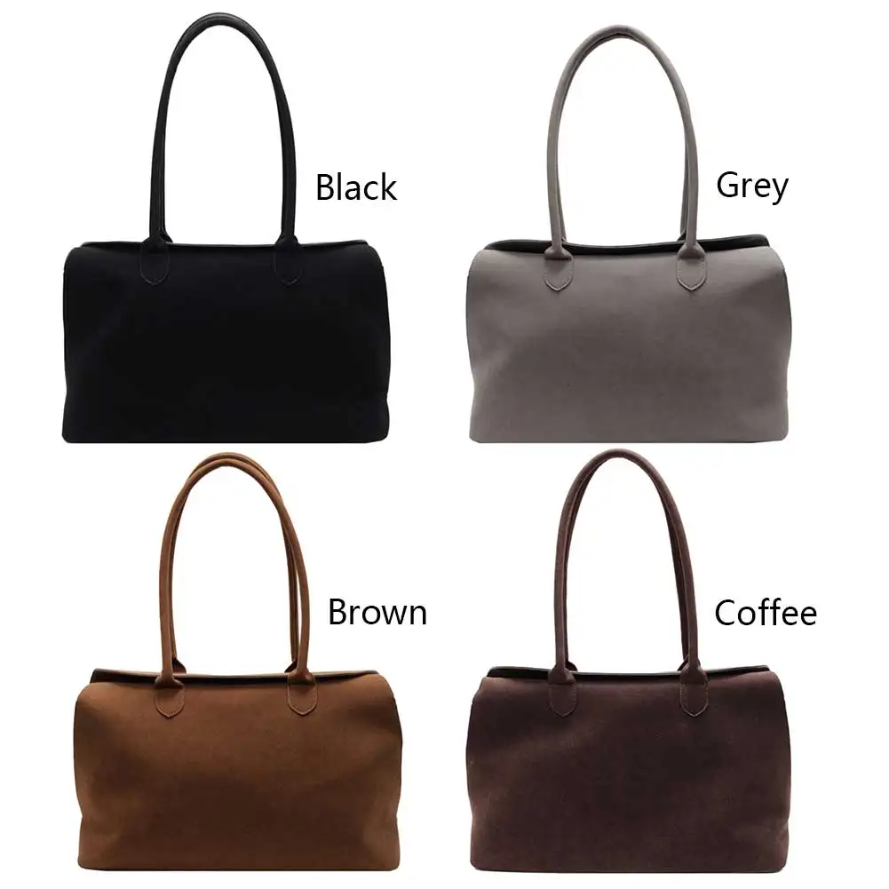 sac à main rétro en daim avec poche intérieure, fourre tout solide pour documents, cartable de travail et de voyage, pour femme et homme