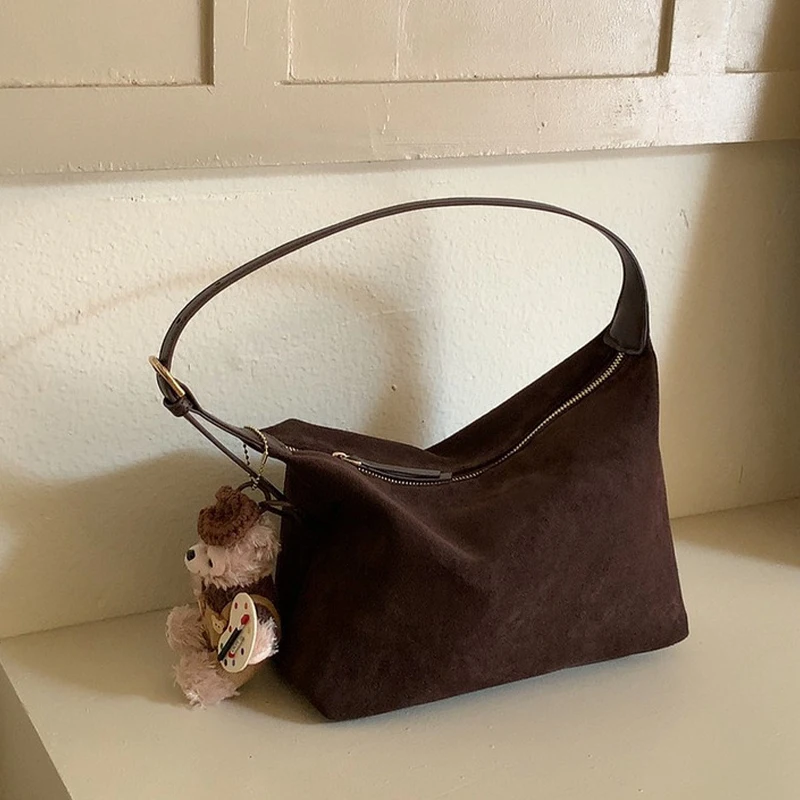 sac à main vintage en faux daim pour femmes, fourre tout simple et décontracté, sac de banlieue de grande capacité