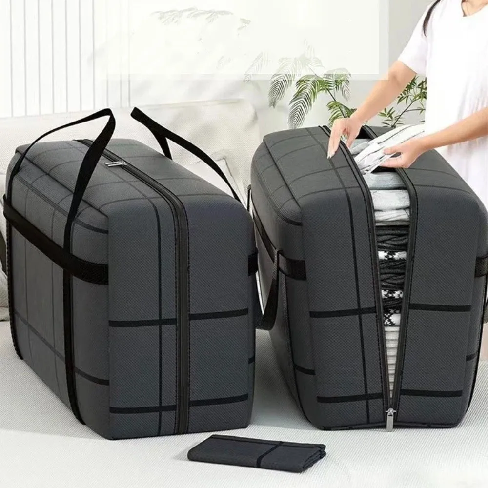 sac de rangement pour vêtements épais, sac de rangement pour couette à double fermeture éclair de grande capacité, sac d'emballage mobile réutilisable anti poussière