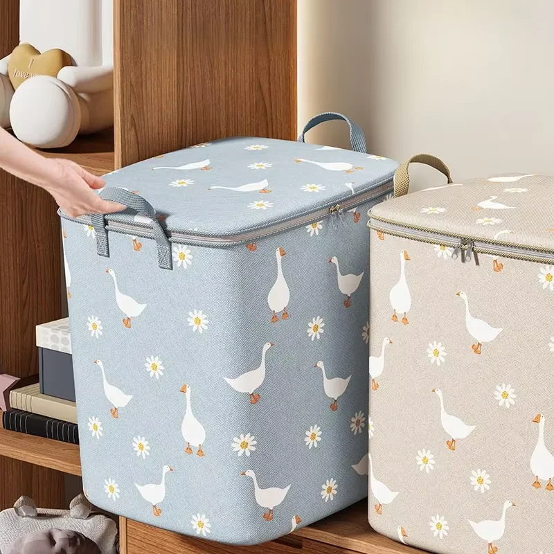 sac de rangement pour couette en coton, boîte de rangement pour couette de grande capacité, vêtements non tissés, rangement spécial, sac à bagages mobile portable