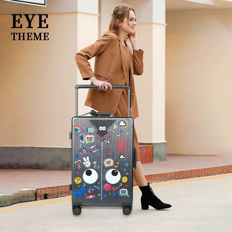 bagage à grands yeux, verrouillage par mot de passe, verrouillage en douane, valise d'embarquement, valise de voyage, valise de grande capacité