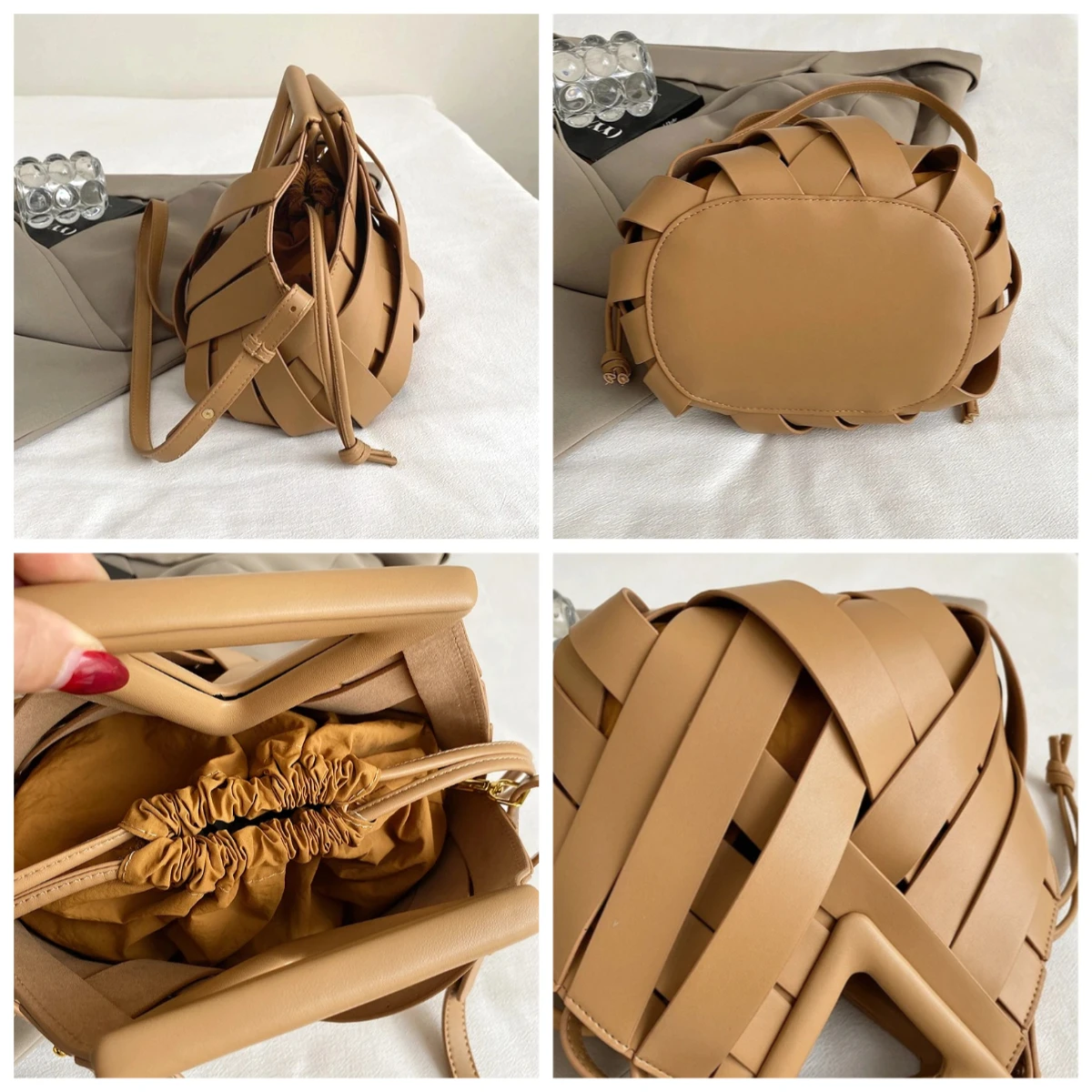 pochette tissée en pu pour femmes, sac à main tressé de luxe, haut de gamme, à la mode, sac à bandoulière élégant et minimaliste