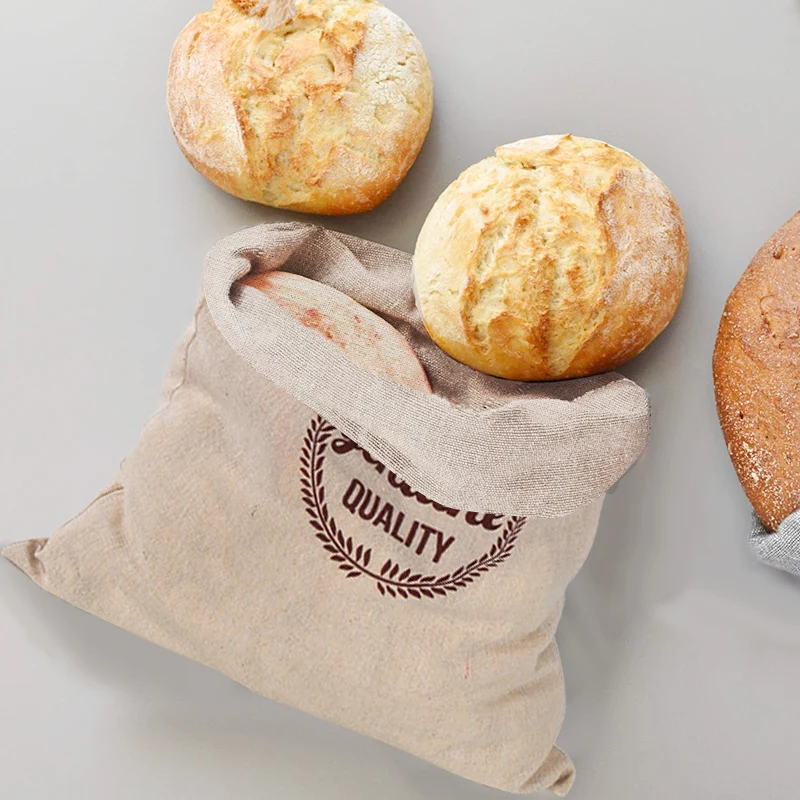 sac à pain en lin, sacs réutilisables pour pain, sacs à cordon, sac de rangement de pain artisanal fait maison, sac baguette, conteneurs de stockage des aliments