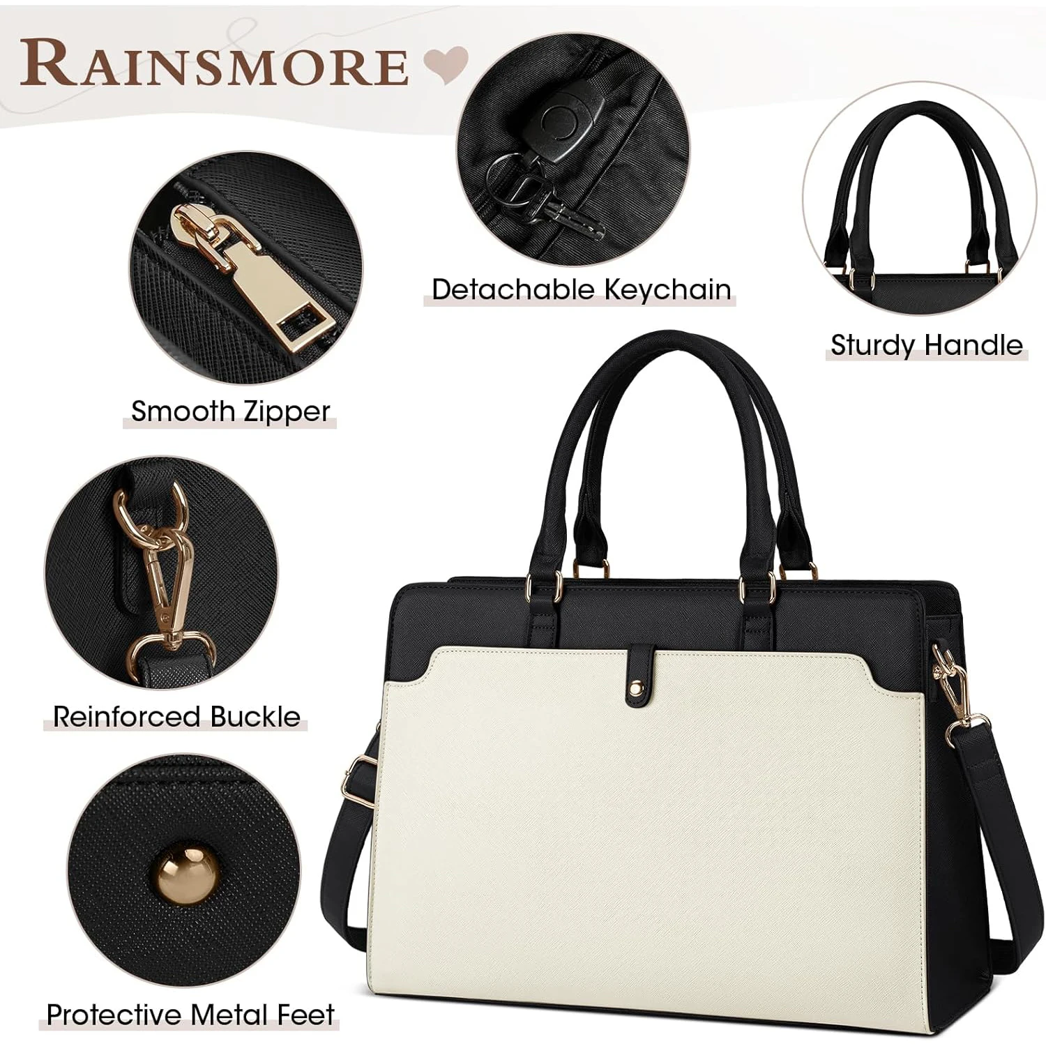 sac d'ordinateur portable de grande capacité pour femme, sac fourre tout pour ordinateur portable, sac de travail en cuir, étui à bombes étanche, sac d'ordinateur de bureau d'affaires, 15.6 pouces